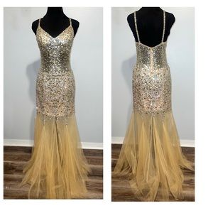 Jovani nude/shear beaded gown size 6 best fit a size 2/4